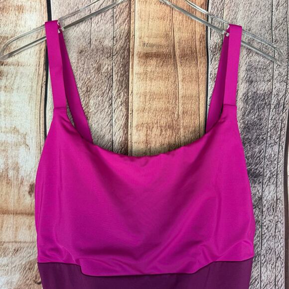Athleta Swimsuit One Piece Coastline Electric Fuchsia Large Colorblock Summer - Picture 3 of 10